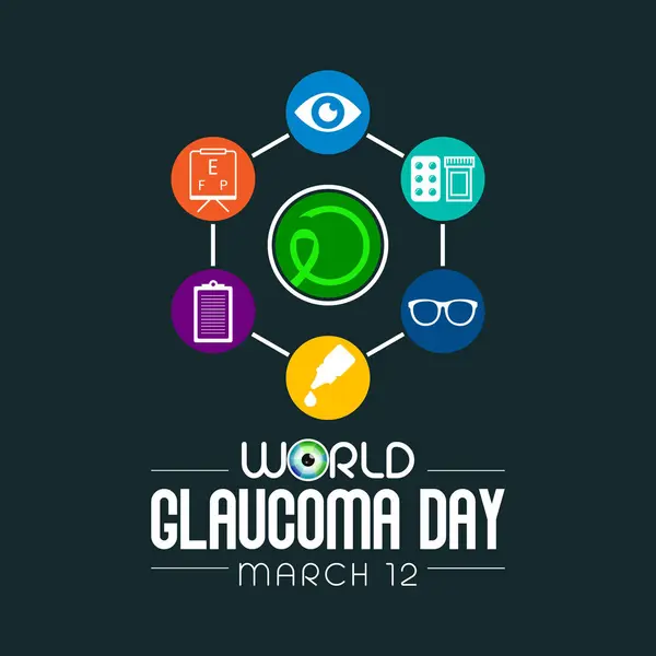 Día Mundial Del Glaucoma Observa Cada Año Marzo Grupo Condiciones — Vector de stock