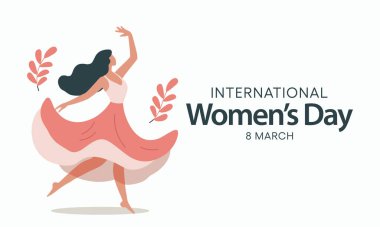 Uluslararası Kadınlar Günü, dünya çapında her yıl 8 Mart 'ta kutlanır. Bu, kadın hakları hareketinin odak noktası. Vektör illüstrasyon tasarımı.