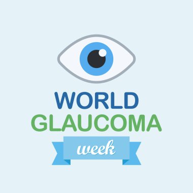 Dünya Glaukoma Haftası Mart ayı boyunca her yıl gözlemlenir, görme duyusu için hayati önem taşıyan optik sinirlere zarar veren bir grup göz durumudur. Vektör illüstrasyonu
