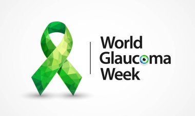 Dünya Glaukoma Haftası Mart ayı boyunca her yıl gözlemlenir, görme duyusu için hayati önem taşıyan optik sinirlere zarar veren bir grup göz durumudur. Vektör illüstrasyonu
