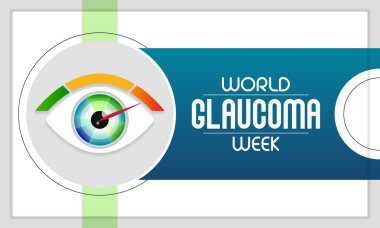 Dünya Glaukoma Haftası Mart ayı boyunca her yıl gözlemlenir, görme duyusu için hayati önem taşıyan optik sinirlere zarar veren bir grup göz durumudur. Vektör illüstrasyonu