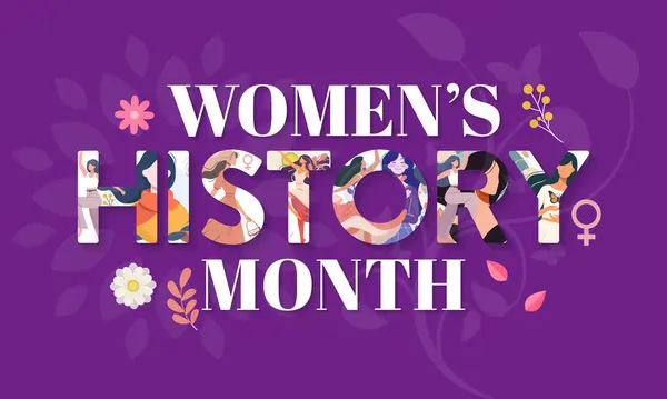 stock vector Women's History month is observed every year in March, is an annual declared month that highlights the contributions of women to events in history and contemporary society. Vector illustration design.