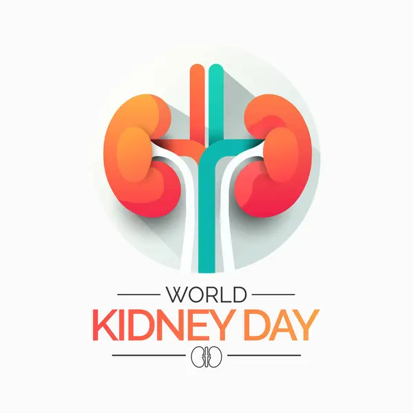 신장의 World Kidney Day 신장의 중요성과 질환의 빈도와 그리고 세계적 — 스톡 벡터