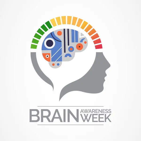 Brain Awareness Week Baw Una Campagna Globale Che Svolge Ogni — Vettoriale Stock
