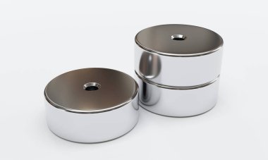 Neodymium magnets isolated on white background. 3D Rendering