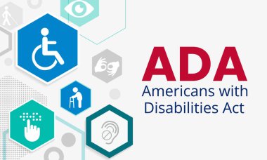 Maluliyet yasası olan Amerikalılar her yıl 26 Temmuz 'da uygulanır, ADA engelliliğe dayalı ayrımcılığı yasaklayan bir sivil haklar yasasıdır. Vektör illüstrasyonu.