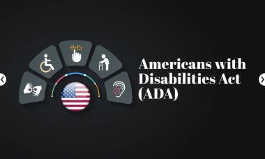 Maluliyet yasası olan Amerikalılar her yıl 26 Temmuz 'da uygulanır, ADA engelliliğe dayalı ayrımcılığı yasaklayan bir sivil haklar yasasıdır. Vektör illüstrasyonu.