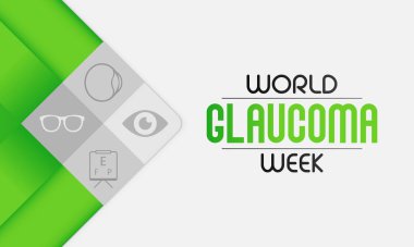 Dünya Glaukoma Haftası Mart ayında her yıl gözlenir. Optik sinirlere zarar veren bir grup göz hastalığıdır ve bu da iyi bir görüş için hayati önem taşır. Vektör illüstrasyonu