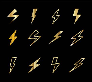 Elektrik düğmesi. Şimşek simgesi düz tasarım. Vektör.