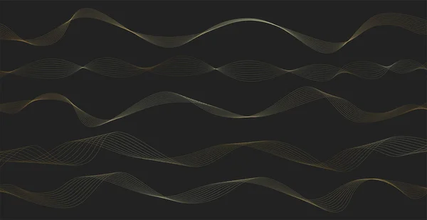Gold Line Wave Background Abstract Luxury Style Tech Pattern Curved — Stockvektor