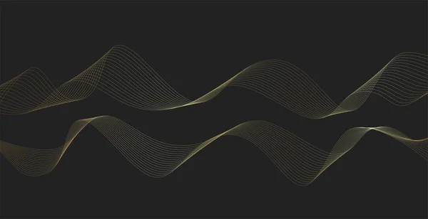 带金线波的背景摘要 奢华的风格 技术模式 曲线波浪形线 光滑条纹 矢量说明 — 图库矢量图片