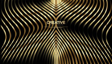 Altın çizgi dalgalı soyut bir arkaplan. Kahkaha stili. Teknik şablon. Dalgalı kıvrımlı, düz çizgili. Vektör illüstrasyonu.