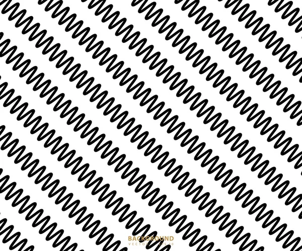 Zig Zag線のパターン 白地に黒い波状の線 アブストラクト波ベクトル図 — ストックベクタ