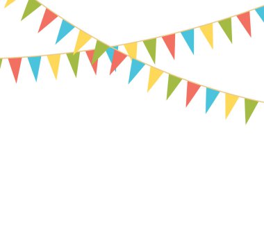 Party Background with Colorful Flags. Celebration Event, Birthday, Carnival flag garlands.