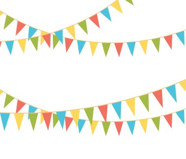 Party Background with Colorful Flags. Celebration Event, Birthday, Carnival flag garlands.
