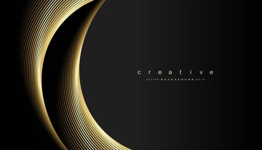 Altın çizgi dalgası. Soyut altın lüks arka plan. Dalgalı kıvrımlı, düz çizgili. Vektör illüstrasyonu.