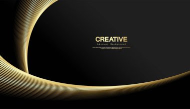 Altın çizgi dalgalı soyut bir arkaplan. Kahkaha stili. Teknik şablon. Dalgalı kıvrımlı, düz çizgili. Vektör illüstrasyonu.