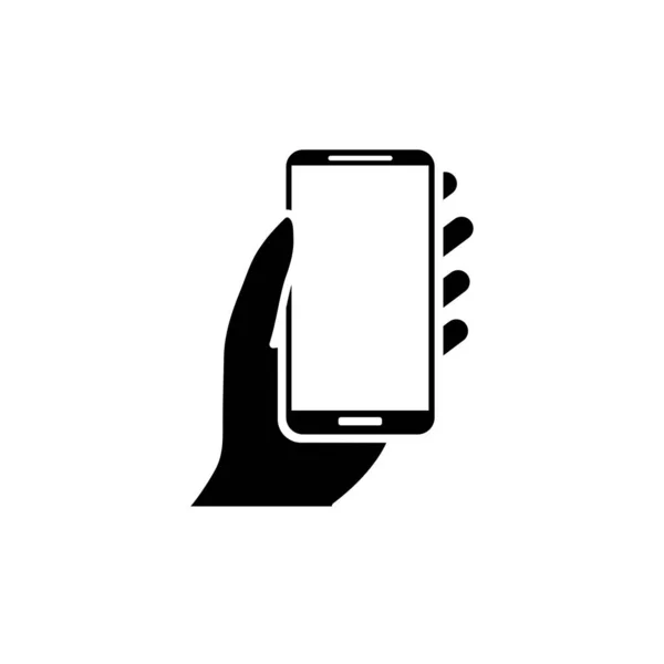 Hand Hold Smartphone Mobile Phone Finger Touch Screen Icon Flat — Stock Vector