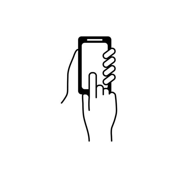 Hand Hold Smartphone Mobile Phone Touch Screen Hand Icon Flat — Vector de stock