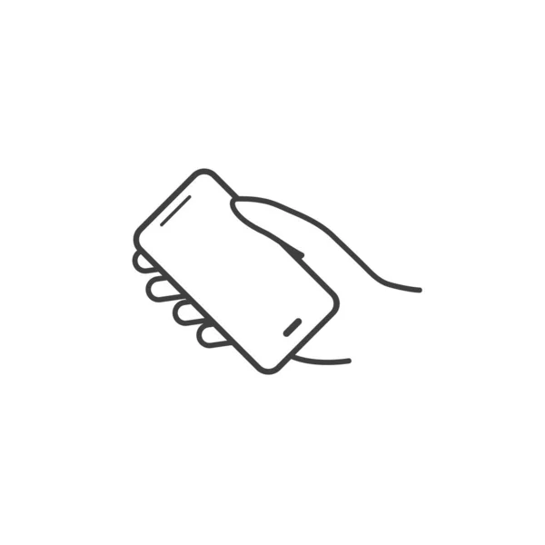 Hand Hold Smartphone Mobile Phone Touch Screen Hand Icon Flat — Image vectorielle