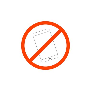 Cep telefonu işareti yok. Icon konuşmak ve aramak yok. Cep telefonu yasağı