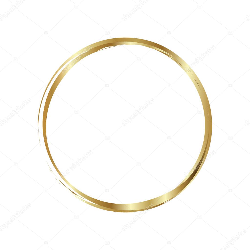 Gold circle frame. Line round, geometric