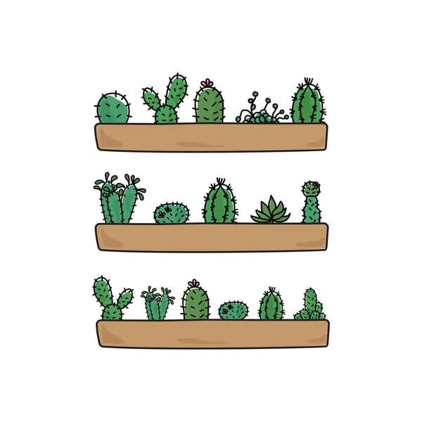 Cute Cactus Hand Drawn Cactus Vector Illustration — Stock Vector