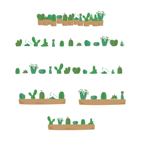 Leuke Cactus Met Hand Getrokken Cactus Vectorillustratie — Stockvector