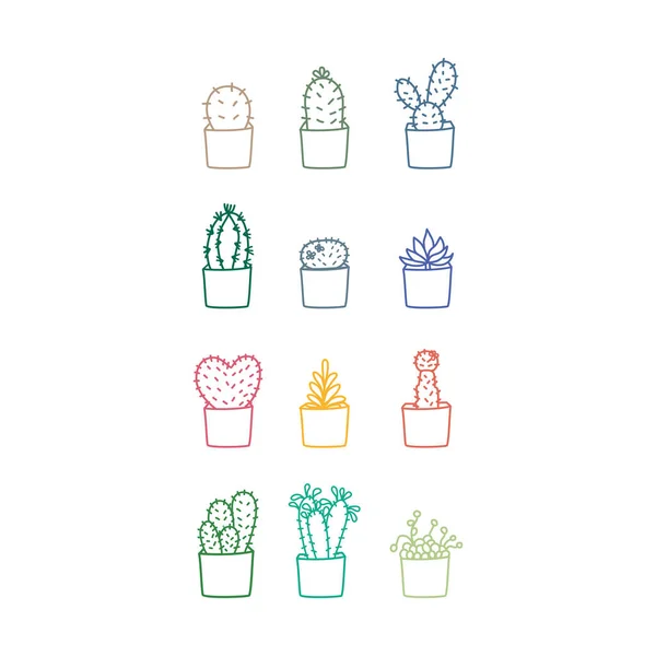 Leuke Cactus Met Hand Getrokken Cactus Vectorillustratie — Stockvector