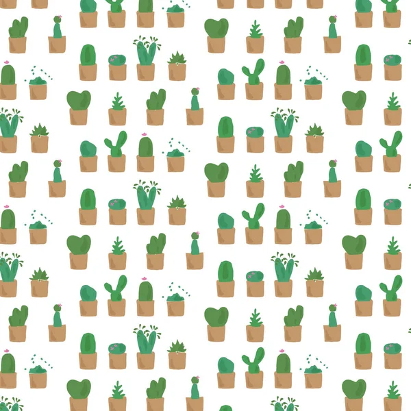 Fondo Patrón Cactus Lindo Cactus Ilustración Vectorial — Vector de stock