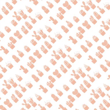 Kaktüs desenli arka plan. Şirin kaktüs. vektör illüstrasyonu