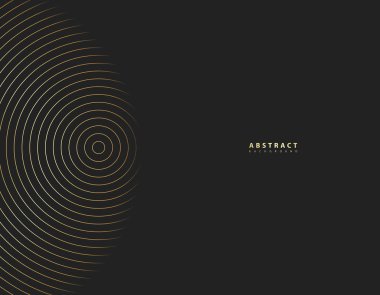 Soyut vektör çemberi yarım ton siyah arkaplan. Gradyan retro çizgi desen tasarımı. Tek renkli grafikler. Ses dalgası için daire çiz. vektör illüstrasyonu