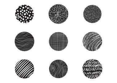 Soyut çember yuvarlak şekil dokusu arkaplanı. Çizgi karalama, noktalar, dalga, düşüş, eğri desenler