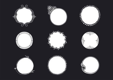 Çember çerçeve zarif izole ikon. Yuvarlak dekoratif sınır çerçeveleri. Eski etiket tasarımları