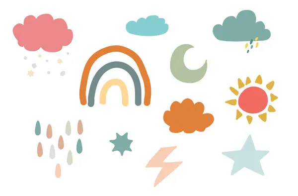 stock vector Weather icon, rain, sunny day, night