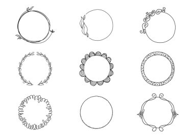 Çember çerçeve zarif izole ikon. Yuvarlak dekoratif sınır çerçeveleri. Eski etiket tasarımları
