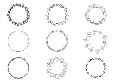 Çember çerçeve zarif izole ikon. Yuvarlak dekoratif sınır çerçeveleri. Eski etiket tasarımları