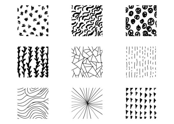 Абстрактная квадратная форма фактурного фона. Линия каракули, пятна, волны, капли, кривые узоры