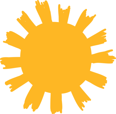 El çizimi güneş ikonu. Komik karalama güneşi