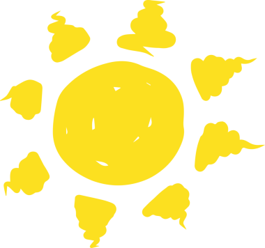 El çizimi güneş ikonu. Komik karalama güneşi