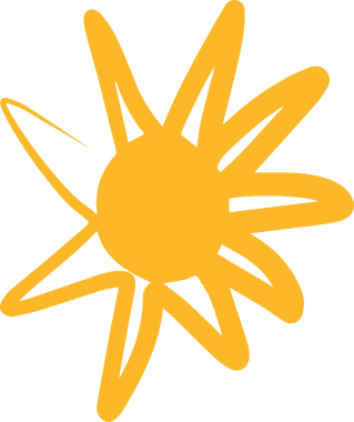 El çizimi güneş ikonu. Komik karalama güneşi