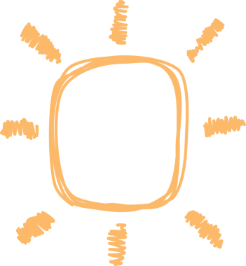 El çizimi güneş ikonu. Komik karalama güneşi