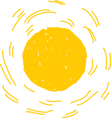 El çizimi güneş ikonu. Komik karalama güneşi