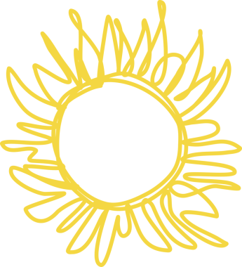 El çizimi güneş ikonu. Komik karalama güneşi