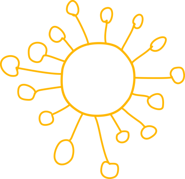 El çizimi güneş ikonu. Komik karalama güneşi