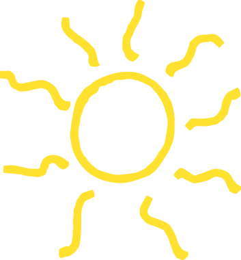 El çizimi güneş ikonu. Komik karalama güneşi