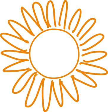 El çizimi güneş ikonu. Komik karalama güneşi