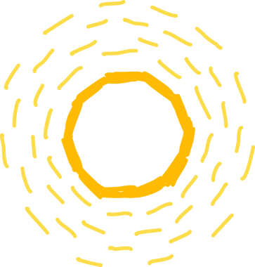 El çizimi güneş ikonu. Komik karalama güneşi