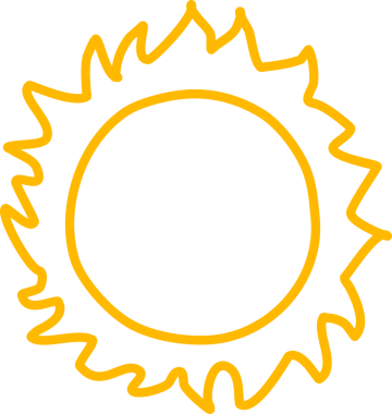 El çizimi güneş ikonu. Komik karalama güneşi