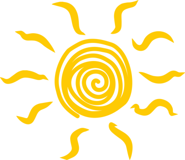 El çizimi güneş ikonu. Komik karalama güneşi